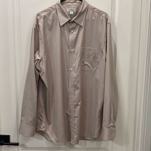 Banana Republic Dress Shirt - Cotton - 17 1/2 Neck - Tan - Picture 3 of 7